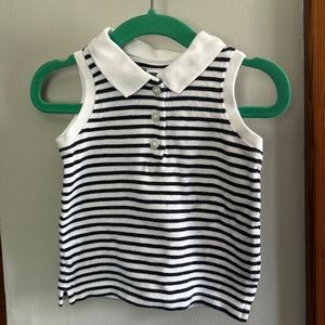 Janie & Jack Navy/White Stripped Collared tank top sz 12mos-18mos